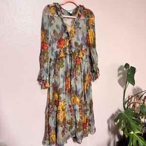 Sundance Multicolor Floral Long Sleeve Dress